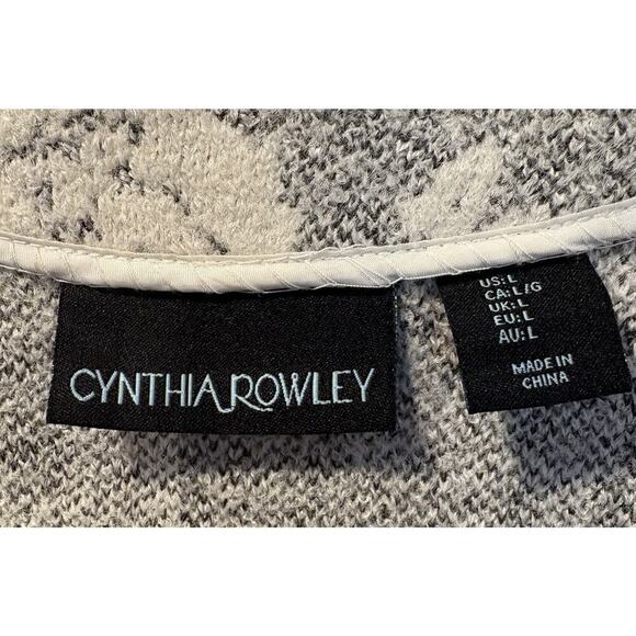 Cynthia Rowley Gray Floral Knit Wool Blend Sweater Coat Jacket Womens Size Large - Picture 3 of 4